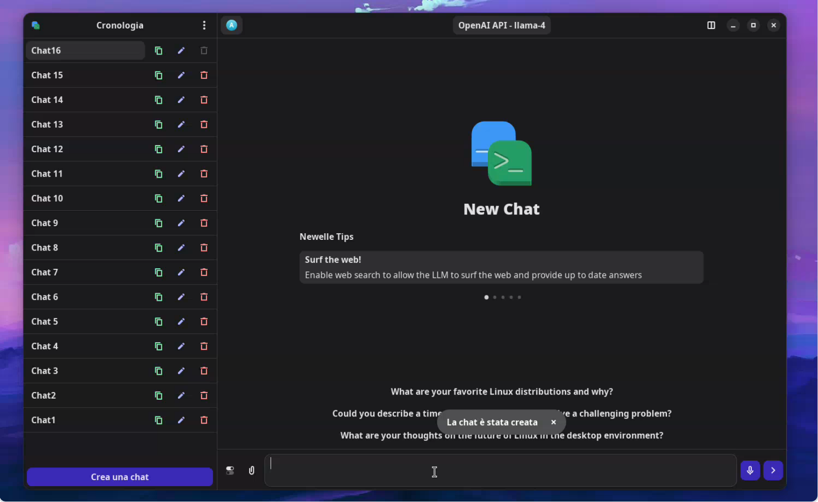 Placeholder for new chats